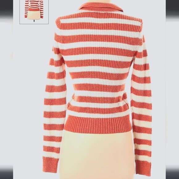 American Eagle Sweater Collared sweater in orange stripe - Picture 4 of 6